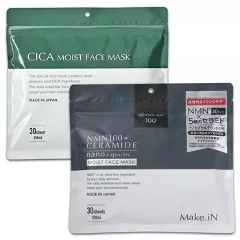 CICA NMN Ceramide Moist Face Mask Set Pieces Увлажняющая маска для лица с ниацинамидом Cica Niacinamide Make.iN & (30 каждый)