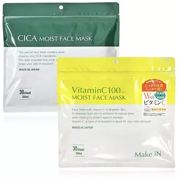 CICA Vitamin C 100 Moist Face Mask Set Pieces Увлажняющая маска для лица с витамином Cica VC Make.iN & (30 каждый)