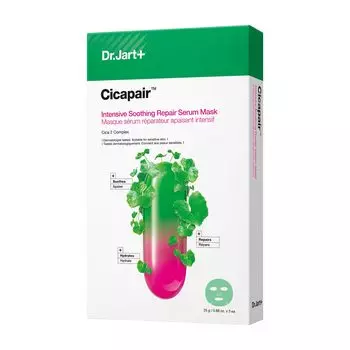 Cicapair Intensive S Repair Serum Mask 1 x 5 пакетиков Sensitive Skin Rough Skin Cica Sheet Mask Pack Korean Cosmetics Derma Cosmetics Dr.Jart+ (Доктор