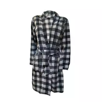 Ciciten 22302 Зимний флисовый женский халат в клетку с карманами