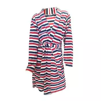 Ciciten 23C08 Зимний длинный флисовый женский халат в полоску с карманами