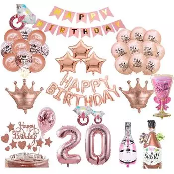 Цифра 0-9 розовое золото алюминиевая фольга воздушный шар баннер корона торт плагин романтический день рождения украшение набор шар Triangle banner