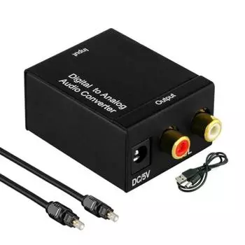 Цифро-аналоговый аудиоконвертер Оптический коаксиальный сигнал Toslink в аналоговый аудиоадаптер RCA для HDTV