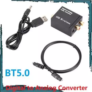 Цифро-аналоговый аудиопреобразователь с поддержкой Bluetooth 5.0, оптоволоконного коаксиального сигнала Toslink в RCA R/L, аудиодекодера SPDIF DAC USB
