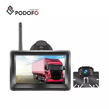 Цифровая беспроводная HD-система парковки Podofo, камера супер ночного видения 1080P, 5-дюймовый монитор, сцепка, камера заднего вида для грузовиков, кемперов, внедорожников