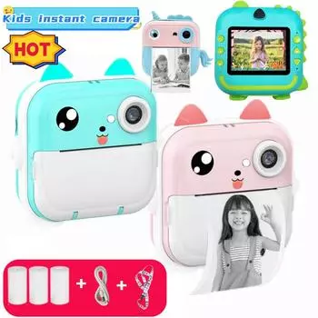 Цифровая детская камера для фотографии, мгновенная печать фото, детская камера, мини-термопринтер, видео, обучающие игрушки, подарок
