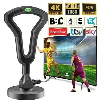 Цифровая HD TV антенна с прочным магнитным основанием, прием ТВ, для использования в помещении и на открытом воздухе, новейшая, 2025 г. чёрный