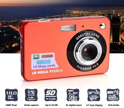 Цифровая камера, детская подарочная камера, 2,7-дюймовый Tft-экран, Cmos, анти-встряхивание, 8-кратный цифровой зум, 18-мегапиксельная цифровая видеокамера для детей