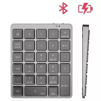 Цифровая клавиатура Bluetooth для ноутбука, Apple, Mac, iMac, Ipad, планшета, компьютера, перезаряжаемая 28-клавишная беспроводная цифровая клавиатура