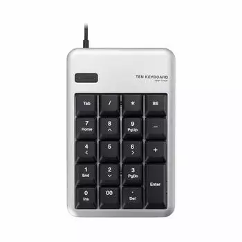 Цифровая клавиатура ELECOM проводная мембранная размер M 10 миллионов нажатий высокая прочность серебристая TK-TCM011SV