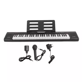 Цифровая клавиатура пианино 61 клавиша Богатые тембры и ритмы Портативное освещение Электронная клавиатура пианино US Plug