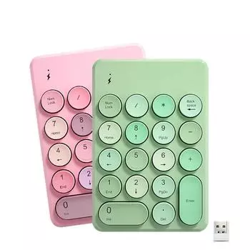 Цифровая клавиатура с 18 клавишами, 2,4 ГБ, USB, беспроводная цифровая клавиатура для ноутбука, компьютера, компьютера, разноцветная цифровая клавиатура ярких цветов с функцией Plug and Play 2.4G Green