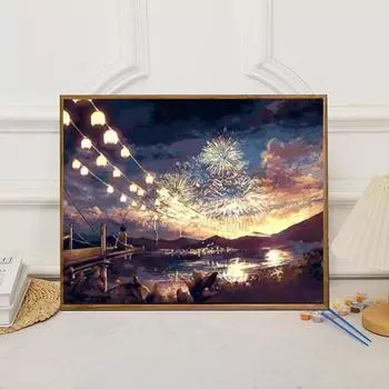 Цифровая масляная живопись DIY Раскрашенная вручную цифровая живопись Подвесная картина Растения Цветы Пейзаж