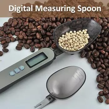 Цифровая мерная ложка для кофейных зерен, ложка для сахара, весы с ЖК-дисплеем, электронные кухонные весы, бытовая выпечка, кулинария, измерительный инструмент для продуктов питания серый