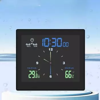 Цифровая метеостанция, электронный термометр, датчик температуры и влажности, гигрометр, наружные часы для дома белый