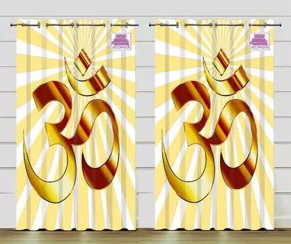 Цифровая печать 3D God OM Полиэстер Шторы, Домашний Декор, Индийский Фестиваль, Балкон, Дверной Проем 100W130H(CM)40x51in&Hook