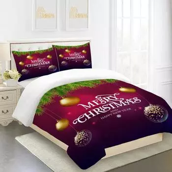 Цифровая печать рождественского постельного белья Цифровое праздничное постельное белье из трех предметов принимается UK Single 135 * 200cm two-piece set (90g)