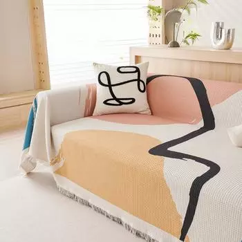 Цифровая печать с геометрическим рисунком, современный хлопок и лен, хлопчатобумажная нить, диванное полотенце, подушка для дивана, универсальная ткань для дивана, четыре сезона 180*130