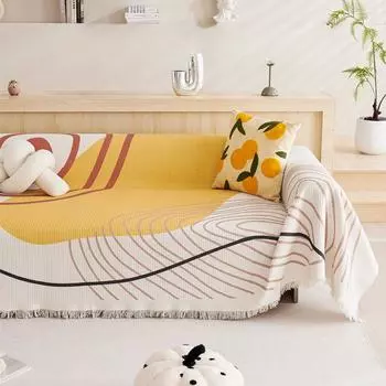 Цифровая печать с геометрическим рисунком, современный хлопок и лен, хлопчатобумажная нить, диванное полотенце, подушка для дивана, универсальная ткань для дивана, четыре сезона 180*130