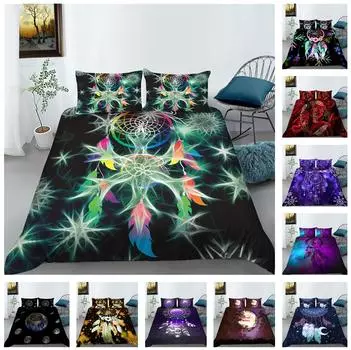 Цифровая печать высокой четкости с черным фоном, узор «Ловец снов», домашний комплект постельного белья, пододеяльник, наволочка, очень большое домашнее украшение AU Baby 100x135cm