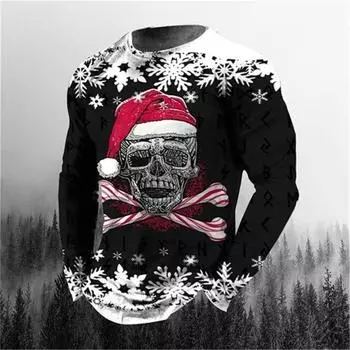 Цифровая печатная мужская 3D-печатная футболка с длинными рукавами на осень и зиму для повседневной мужской одежды S