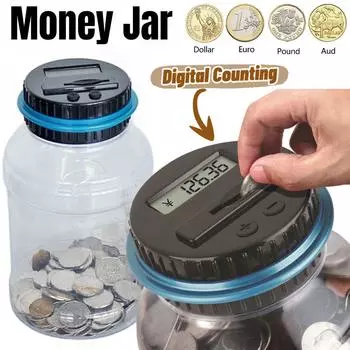 Цифровая счетная банка для денег с ЖК-счетчиком, копилка, банка для сбережений для взрослых, мальчиков, девочек, предназначенная для долларов, евро, фунтов, австралийских долларов