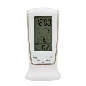 Цифровая сигнализация, изысканное мастерство воспроизведения музыки, белые электронные часы с синей подсветкой для школы