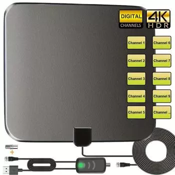 Цифровая телевизионная антенна HD поддерживает 4K 1080p усилитель сигнала для помещений белый/чёрный