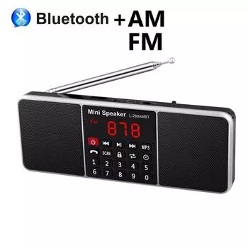 Цифровое портативное радио AM FM Bluetooth-динамик Стерео MP3-плеер TF SD-карта USB-накопитель Громкая связь Перезаряжаемые динамики красный