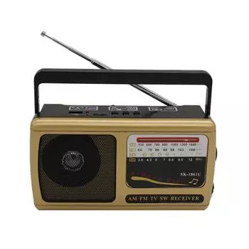 Цифровое радио 1861U, высокая чувствительность, перезаряжаемый прием сигнала, громкий звук, AM FM SW, полноволновой диапазон, MP3-плеер, динамик для дома чёрный