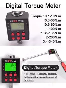 Цифровой адаптер для динамометрического ключа WISRETEC, прецизионный электронный преобразователь и измеритель динамометрического инструмента с ЖК-дисплеем, включает в себя 1/2 , 1/4