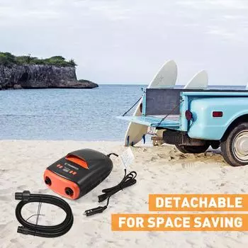 Цифровой электрический воздушный насос TOMSHOO для SUP, 110 Вт, 12 В, 22 фунта на квадратный дюйм, быстрый воздушный насос высокого давления с ЖК-дисплеем оранжевый