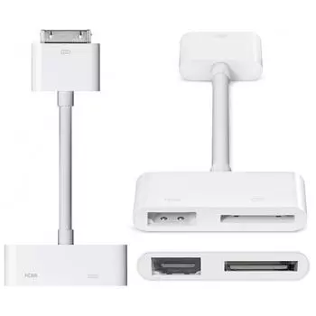 Цифровой AV HDMI адаптер для HDTV для нового iPad (iPad 3) / iPad 2 / iPad / iPhone 4 и 4S / iPod Touch 4(белый) белый