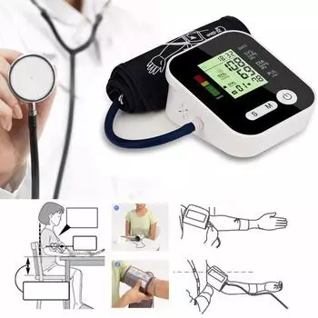Цифровой автоматический монитор артериального давления на руке, измеритель пульса (батарейки в комплект не входят)