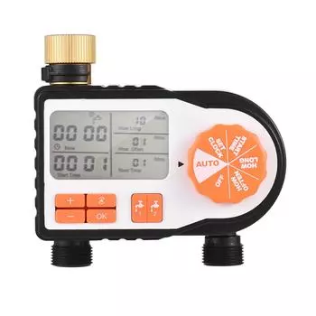 Цифровой автоматический таймер полива с 2 разъемами для шлангов, программируемый смеситель для таймера полива сада US оранжевый