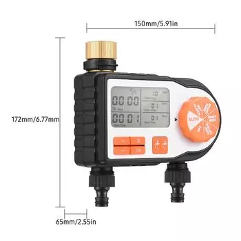 Цифровой автоматический таймер полива с 2 разъемами для шлангов, программируемый смеситель для таймера полива сада EU зелёный