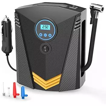 Цифровой автомобильный насос для накачивания шин, воздушный компрессор, портативный воздушный насос 150PSI, 12 В постоянного тока, шнур 9 5 футов, цифровой дисплей давления и 3 адаптера клапана сопла для автомобиля/велосипеда/ 9x7x16cm