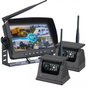 Цифровой беспроводной 7-дюймовый DVR с четырьмя мониторами, циклическая запись видео, солнечные магнитные камеры заднего вида для каравана 1PCS