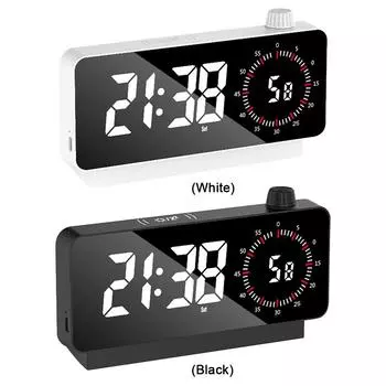 Цифровой будильник 1200 мАч, таймер обратного отсчета с двойным дисплеем, ночной режим, электрический будильник, перезаряжаемые настольные часы, менеджер времени Black