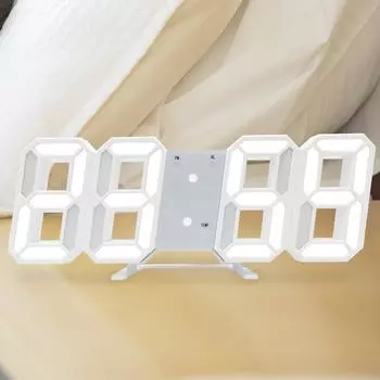 Цифровой будильник 3D светодиодные цифровые настенные часы Время Дата Температура Дисплей Регулируемая яркость белый