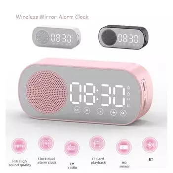 Цифровой будильник, беспроводной Bluetooth-динамик, поддержка TF FM-радио, звуковая коробка, бас-сабвуфер, бумбокс, настольный музыкальный плеер чёрный