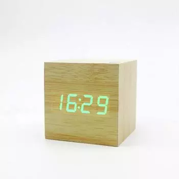 Цифровой будильник Деревянный будильник USB/батарейный настольный часы Кубические часы Гостиная Температура Ime Дисплей