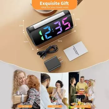 Цифровой будильник для мальчиков и девочек – прикроватные часы с цветной подсветкой, радужным временем, двумя будильниками, функцией повтора сигнала