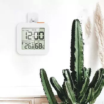 Цифровой будильник для ванной комнаты с режимом повтора, термометр-гигрометр на прикроватной тумбочке 1 Hook White