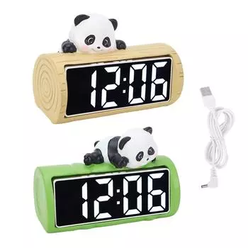 Цифровой будильник инновационный мультяшный панда настольные часы орнамент для спальни и офиса Green