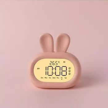 Цифровой будильник Kawaii Bunny с плавной регулировкой яркости, таймером для детской комнаты, учебы, декора и подарка