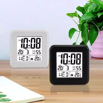 Цифровой будильник, настольные часы с большим экраном, прикроватные часы с температурой, переносные часы с белый