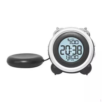 Цифровой будильник с 2 настройками будильника, круглый настольный многофункциональный для спальни чёрный