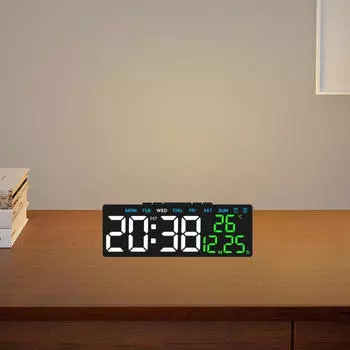 Цифровой будильник с электрическим настольным 3-уровневым регулятором яркости, многоцелевой светодиодный светильник для домашнего декора Black Shell_White Time
