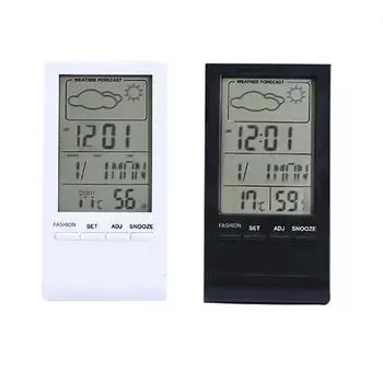 Цифровой будильник с большим экраном, календарем, 3D-дисплеем температуры и влажности чёрный